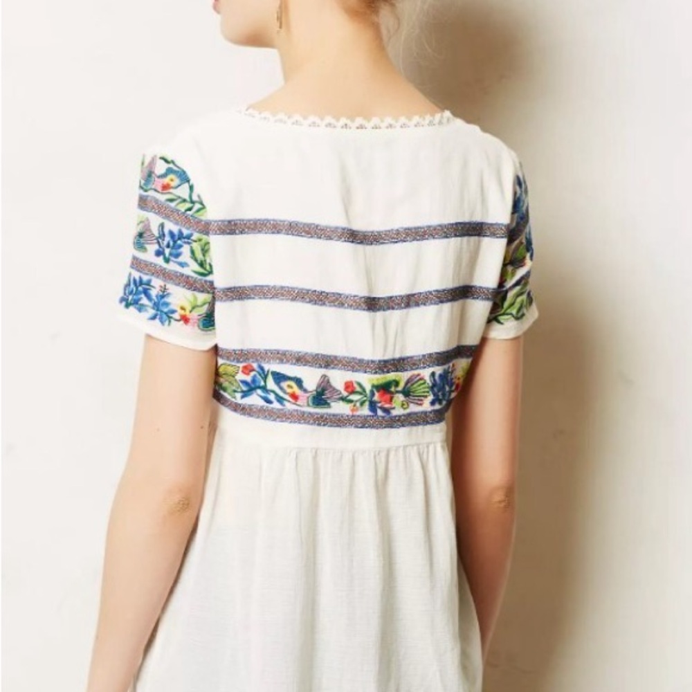 Vanessa Virginia Moineau Bouquet Embroidered Top/ Ivory Anthropologie - Picture 2 of 9